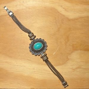 Silver tarnished and turquoise bracelet